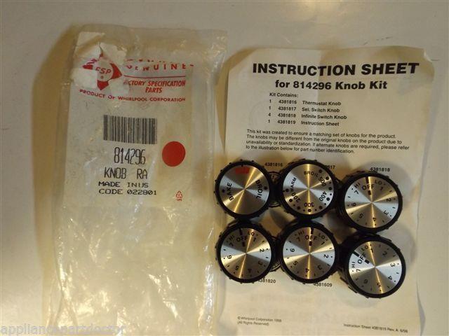 Whirlpool FSP Stove 814296 Knob Kit NEW IN BOX Whirlpool FSP Stove 814296 Knob Kit NEW IN BOX